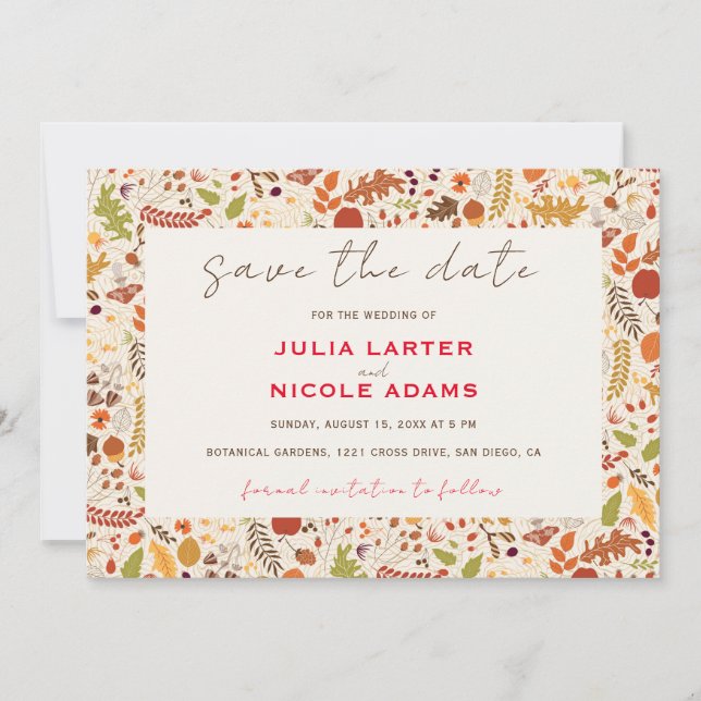 Reserve A Data Casamento de outono de outono de outono Russo Seco (Frente)