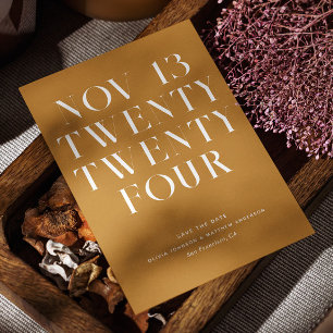 Reserve A Data Casamento de Outono Mostarda Marrom   Minimalista 