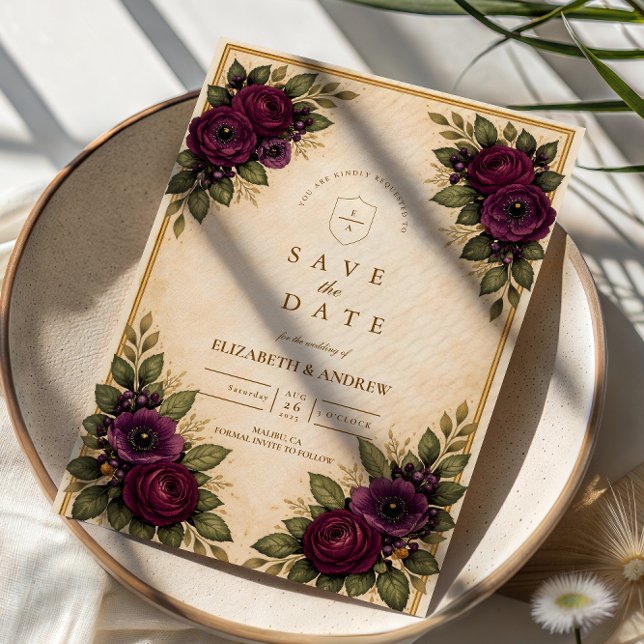 Reserve A Data Casamento de Outono Rosa Borgonha (Criador carregado)