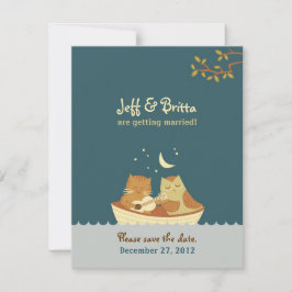 Reserve A Data Casamento de Owl & Pussycat Storybook (Azul-mar)