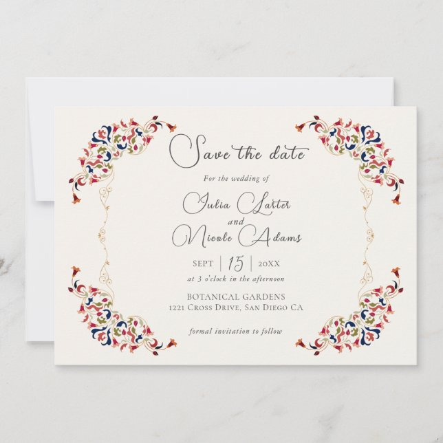 Reserve A Data Casamento De Paisley De Paisley Artístico De Luxo (Frente)