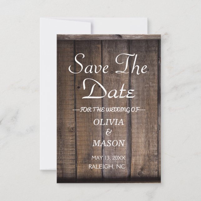 Reserve A Data Casamento de Palete Rustic Wooden - Salve a Data (Frente)