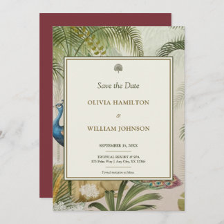 Reserve A Data Casamento de Palm Tropical Burgandy 5x7