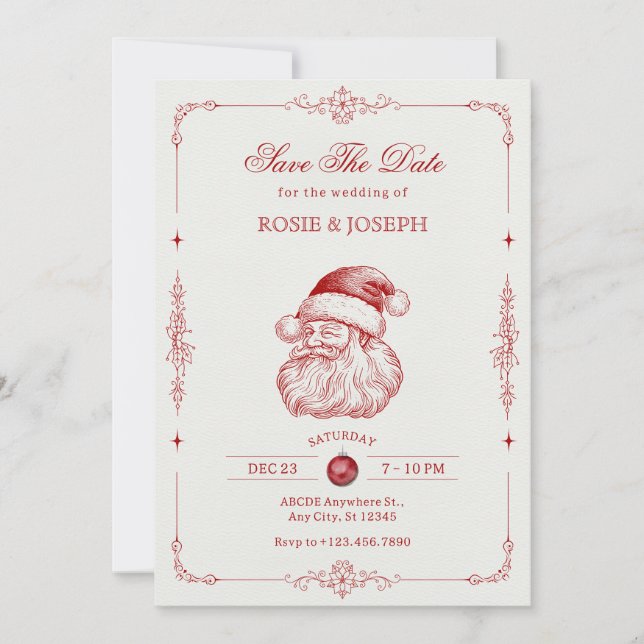 Reserve A Data Casamento de papais noeis clássicos (Frente)