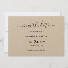 Reserve A Data Casamento de Papel Kraft Elegante