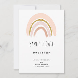 Reserve A Data Casamento de Pastel Pink & Faux Glitter Boho Rainb