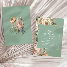Reserve A Data Casamento de Pastel Sage, Pastel Sage, Peonies Ros