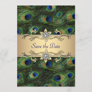 Reserve A Data Casamento de Pavão Elegante - Salve a Data