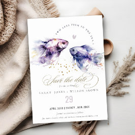 Reserve A Data Casamento de Peixes Costeiros Lilac Aquarela Elega