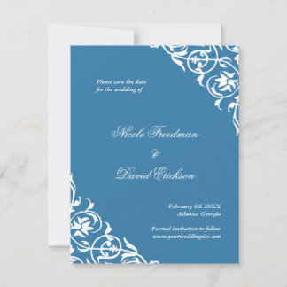 Reserve A Data Casamento de pergaminho de classe azul salve a dat