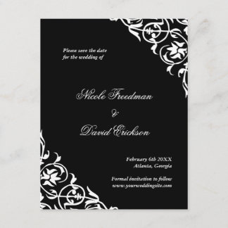 Reserve A Data Casamento de pergaminho preto florescente, salve a