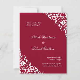 Reserve A Data Casamento de pergaminho vermelho florescente salve