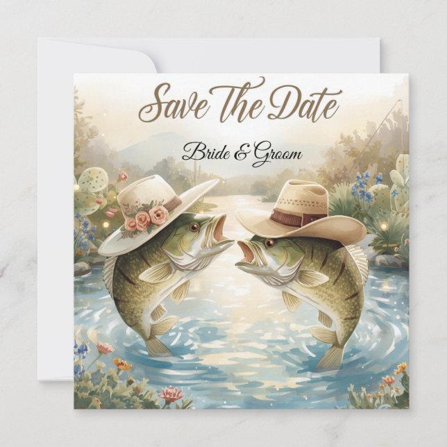Reserve A Data Casamento de Pesca no Texas - Salve a Data (Frente)