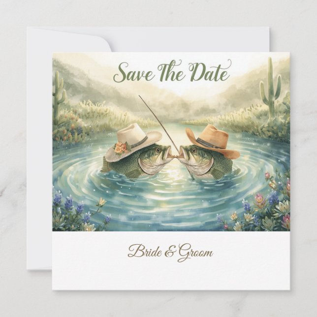 Reserve A Data Casamento de Pesca no Texas - Salve a Data (Frente)