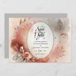 Reserve A Data Casamento de Pétalas Blushing e Prata Swirls