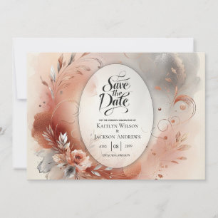 Reserve A Data Casamento de Pétalas Blushing e Prata Swirls