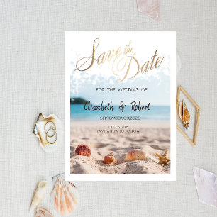 Reserve A Data Casamento De Praia,Areia,Seashells Salvem A Data