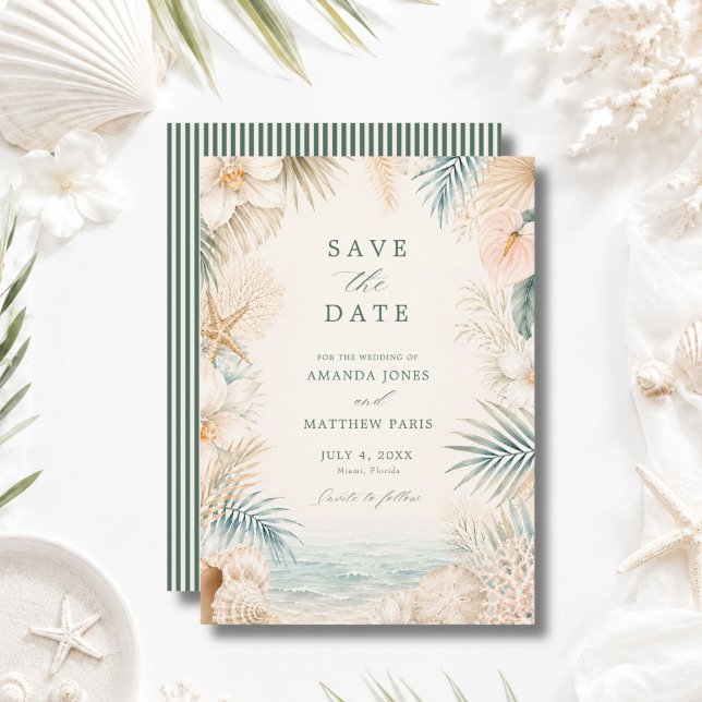 Reserve A Data Casamento de Praia com Listras Elegantes na Costa (Criador carregado)
