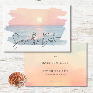 Reserve A Data Casamento de Praia da Sunset Watercolor no Oceano