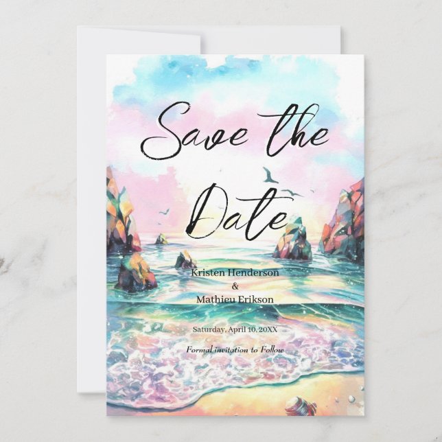 Reserve A Data Casamento de praia de Boho náutico (Frente)