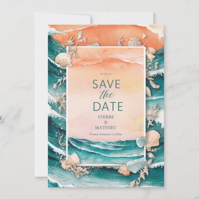 Reserve A Data Casamento de Praia de Corals Warm (Frente)