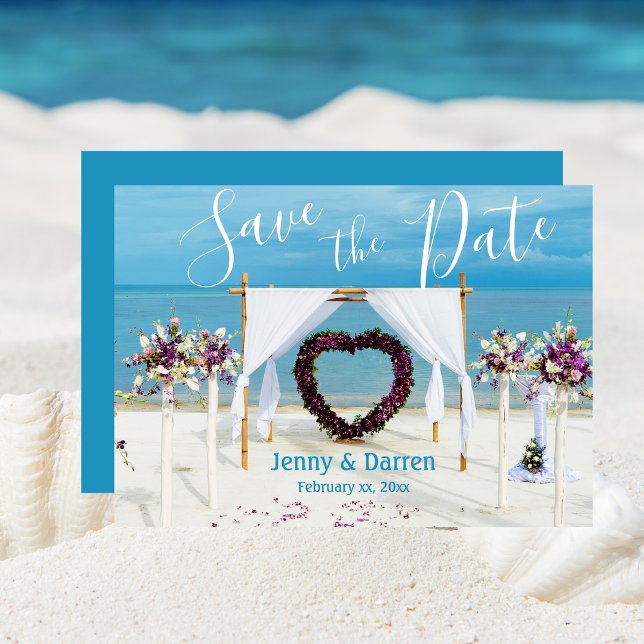 Reserve A Data Casamento de Praia de Destino Salvar a Data (Destination Wedding Save the Date Beach)