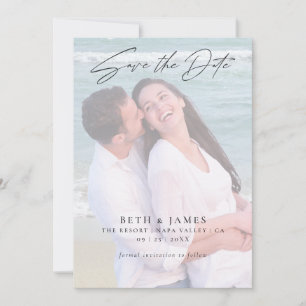 Reserve A Data Casamento de praia de Foto do Vellum Faux Elegante