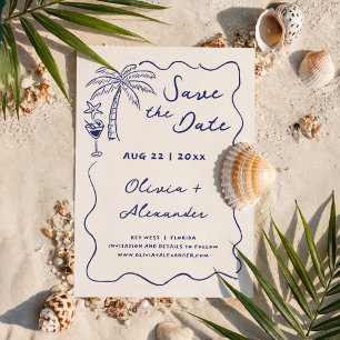 Reserve A Data Casamento de Praia Desenhado à Mão à Beira-Mar