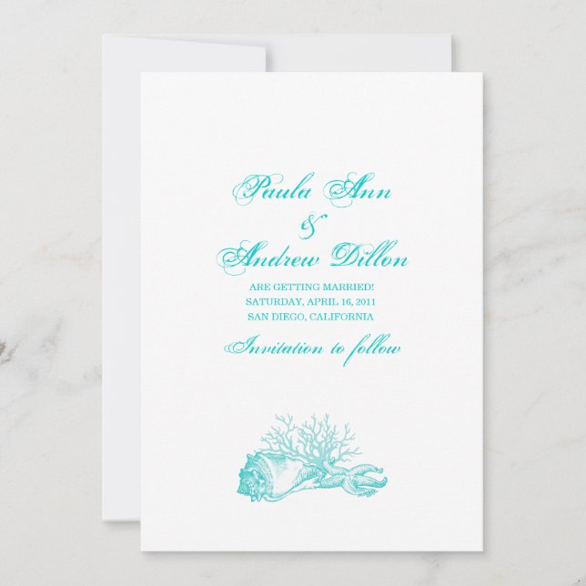 Reserve A Data Casamento de Praia Salve a Data (Frente)