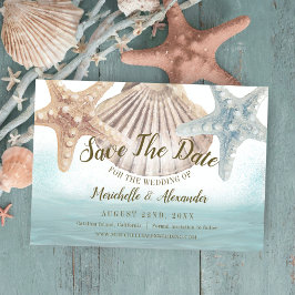 Reserve A Data Casamento de Praia Tropical de Starfish Seashell