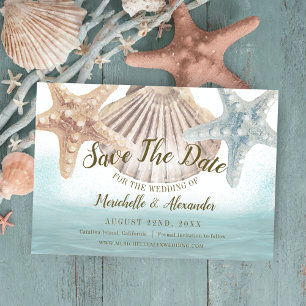 Reserve A Data Casamento de Praia Tropical de Starfish Seashell