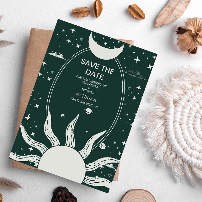 Reserve A Data Casamento de Prata Mística e Lua Verde do Sol (Criador carregado)