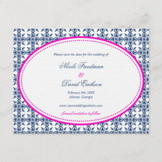 Reserve A Data Casamento de pré-disquete oval de marinho rosa que