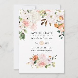 Reserve A Data Casamento de Primavera com Aquarela Pastel Floral