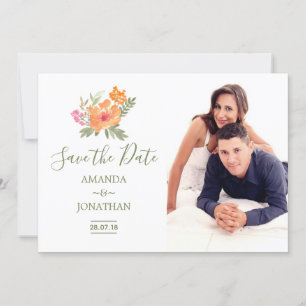 Reserve A Data Casamento de Primavera flores aquarela Salve o Dia