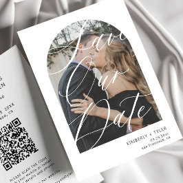Reserve A Data Casamento de QR CODE com foto de script moderno