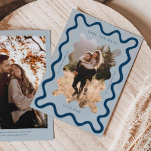 Reserve A Data Casamento de Quadro de Onda marinho Azul Esbatido