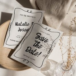 Reserve A Data Casamento de Quadro Único Retro Escrito em Mão Mod