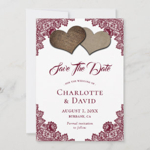 Reserve A Data Casamento De Quebra-Ruptura Burgundy Salve O Cart