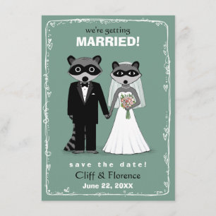 Reserve A Data Casamento de Raccoons Salve a Data do Teal
