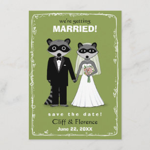 Reserve A Data Casamento de Raccoons Salve a Data Verde