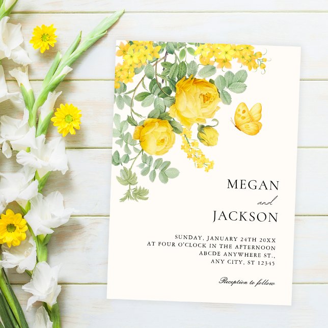 Reserve A Data Casamento de ramo floral amarelo (Criador carregado)