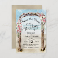 Casamento de Red Floral Rustic Driftwood Beach Arb