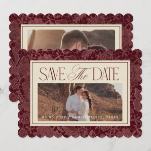 Reserve A Data Casamento de Renda Burgundy com Recorte Vitoriano 