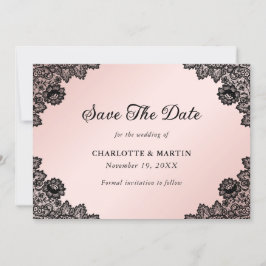 Reserve A Data Casamento de rendas flóricas russas preto-e-blush