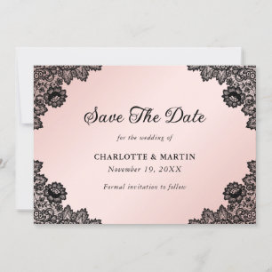 Reserve A Data Casamento de rendas flóricas russas preto-e-blush