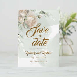 Reserve A Data Casamento de Rosa Branca com Verde Folhagem Sábia