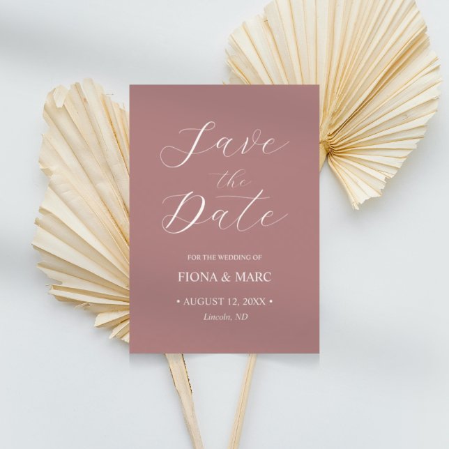 Reserve A Data Casamento de rosa da caligrafia Dusty salve o cart (Criador carregado)