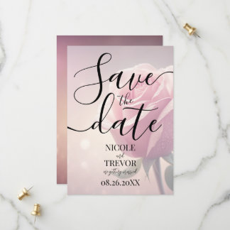 Reserve A Data Casamento de Rosa Rosa Única Bonita Personalizada