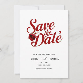 Reserve A Data Casamento de Rosa vermelha Romântica Personalizado